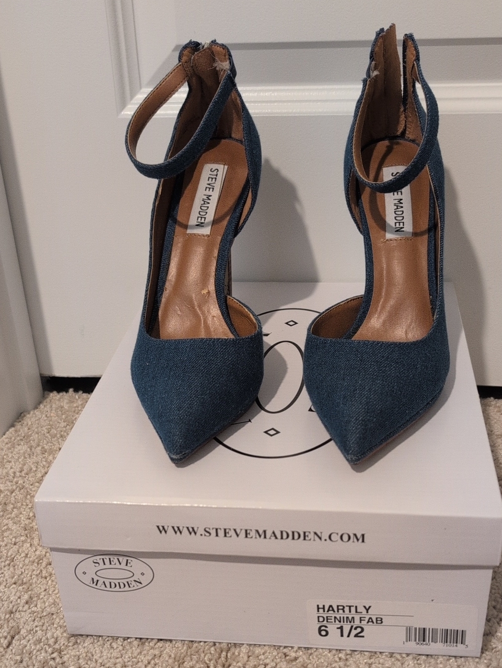 Steve Madden Denim Pointed-Toe Ankle-Strap Pumps - Blue